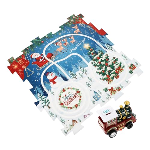 ERINGOGO Holzspielzeug Zum Bemalen Eisenbahn-Puzzle-schienenset Weihnachts-Puzzle-schiene Für Kinder Zusammenbau Eines Elektrischen Trolley-spielzeugs von ERINGOGO