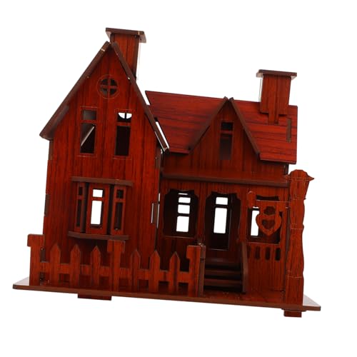 ERINGOGO 1 Stück 3D- -Puzzle Rätsel Kinderspielzeug DIY-Puzzle- Villa Modell Puzzlespielzeug Zusammenbauen Lernspielzeug Für Holz Brown von ERINGOGO