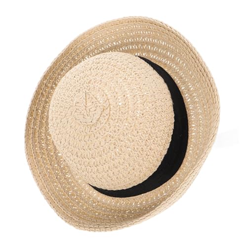 ERINGOGO 1 Stück Puppe Strohhut bastelset basteln für geschenketiketten Miniature wohnungseinrichtung Zubehör süße Sombreros aus Stroh Puppenhüte zum Basteln Puppenstroh Beige von ERINGOGO