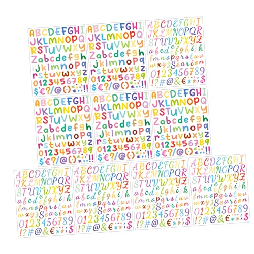 ERINGOGO 10 Blatt Bunte Buchstabenaufkleber Diy-buchstabenaufkleber Für Das Scrapbooking Aufkleber Mit Englischen Buchstaben Selbstklebende Aufkleber Vinyl Vinyl Selbst Kleber Colorful von ERINGOGO