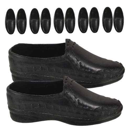 ERINGOGO 10 Paar Schwarze Miniatur Puppenschuhe Dekorative Puppenschuhe Miniaturschuhe Ornamente Kunststoff Spielpuppenschuhe von ERINGOGO