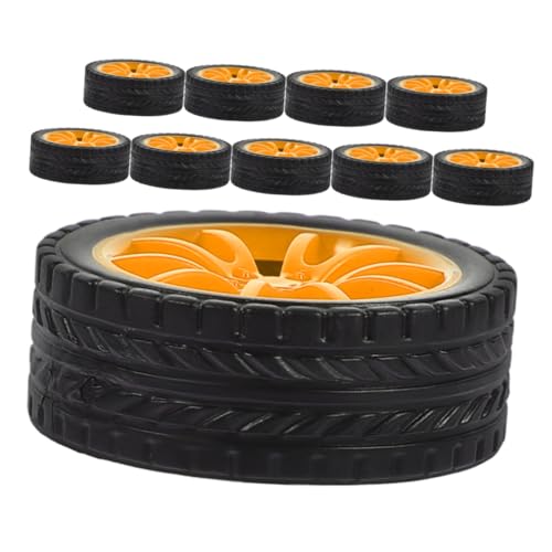 ERINGOGO 10 STK Radzubehör gummireifen Räder für Spielzeugautos Auto DIY räder Kinderauto montiert Räder Zubehör für Autospielzeug DIY-Montagerad Auto Spielzeugteile Modellautoreifen Orange von ERINGOGO