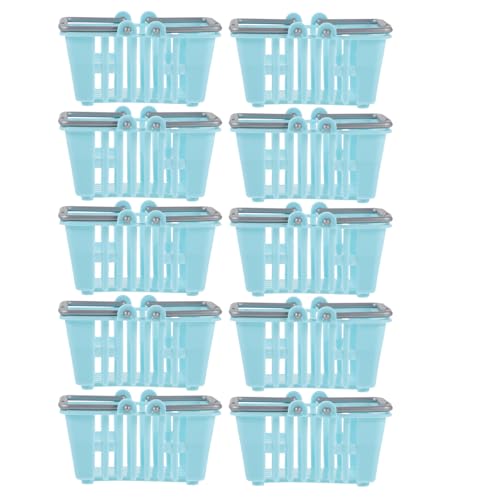 ERINGOGO 10 Stück Mini-einkaufskorb Aufbewahrungskorb Körbe Aus Rattan Aufbewahrungskörbe Weidenkorb Wäschekorb Spielzeugkorb Mini-supermarkt-handkorb Miniatur-korbmodell Sky-Blue Plastik von ERINGOGO