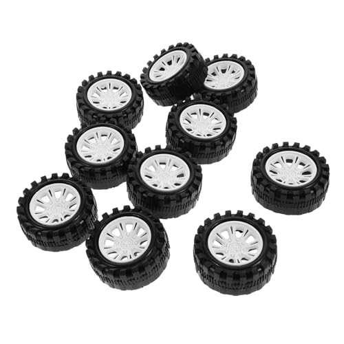 ERINGOGO 10 Stücke Auto Spielzeug Reifen Räder für Montieren Spielzeug LKW Modell Teile 2.5 * 51mm Kunststoff Räder Ersatz von ERINGOGO