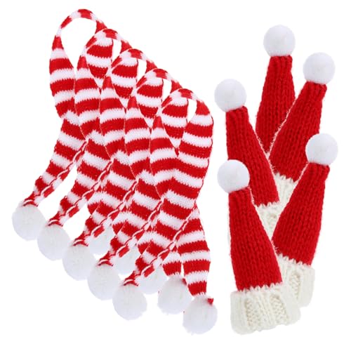 ERINGOGO 10 Stück Teiliges Mini Strickmützen und Schal aus Wollmaterial Leichte Weihnachtsdeko für Weinflaschen und DIY Basteln Kleine Wollmützen für Festliche Tisch und Baumdekoration ERINGOGO 10 Stück Teiliges Mini Strickmützen und Schal aus Wollmaterial Leichte Weihnachtsdeko für Weinflaschen und DIY Basteln Kleine Wollmützen für Festliche Tisch und Baumdekoration von ERINGOGO