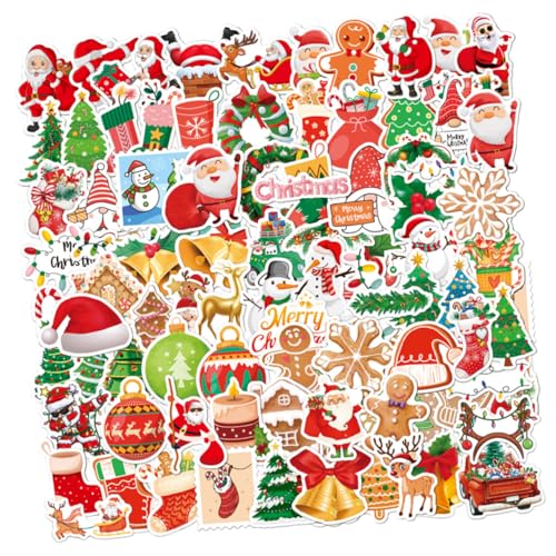 ERINGOGO 100st Weihnachtsaufkleber Weihnachtsmann-Aufkleber Aufkleber Zur Kartenherstellung Aufkleber Für Kühlschränke Weihnachtsfeiertagsaufkleber Laptop-Aufkleber Rot Papier von ERINGOGO