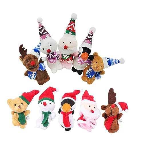 ERINGOGO 10St Weihnachts Finger Puppen Rentier Fingerpuppe Weihnachtsfingerpuppen Masse Kinder Christmas Puppen für Kinder süßes Fingerspielzeug Stoff von ERINGOGO