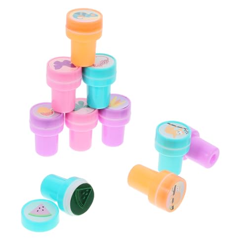 ERINGOGO 10st Kinderstempel Partytütenfüller Prinzessinnen-Stempel Mini-Stempel Selbstfärbende Stempel Pilzstempel Briefmarken Einhorn-gastgeschenke Handstempel Figurenstempel PVC von ERINGOGO