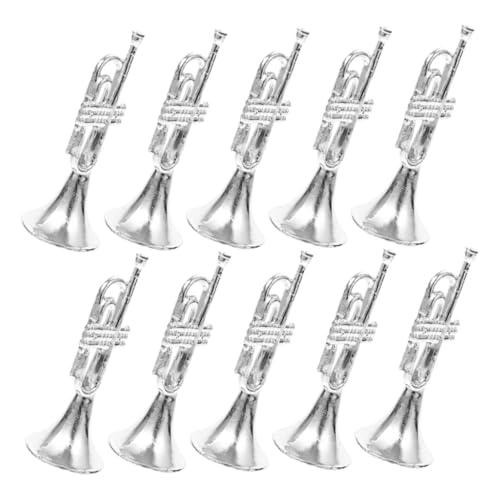 ERINGOGO 10st Musikinstrumentenmodell Exquisiter Trompetenschmuck Nachbildung Einer Trompete Miniatur-trompetenfigur Trompetenmodellbau Mini-trompetenmodell Mini-haustrompete Silver Plastik von ERINGOGO