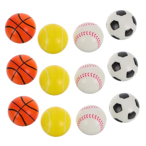 ERINGOGO 12 Stück Hüpfball Baseballball Basketballball Fußball Reliefspielzeug Spielzeug Minispielzeug Sportbälle Korbball Mini Basketball Weiche Bälle Pu von ERINGOGO