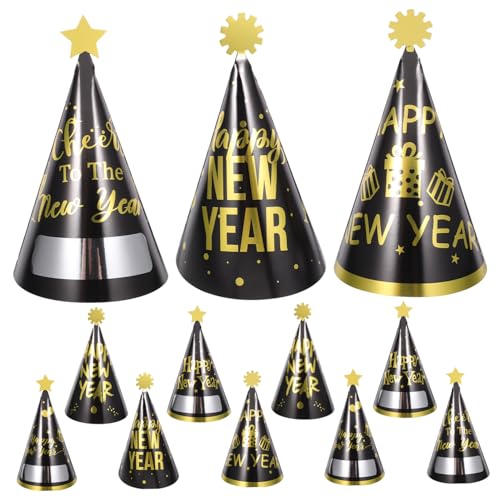 ERINGOGO 12 Stück Teiliges Neujahrs-papierkegel-hüte in Schwarz-gold Leichte Partyhüte für Silvester Jahreswechsel-feiern Bequeme Kopfbedeckung für Erwachsene und Dekorative ERINGOGO 12 Stück Teiliges Neujahrs-papierkegel-hüte in Schwarz-gold Leichte Partyhüte für Silvester Jahreswechsel-feiern Bequeme Kopfbedeckung für Erwachsene und Dekorative von ERINGOGO