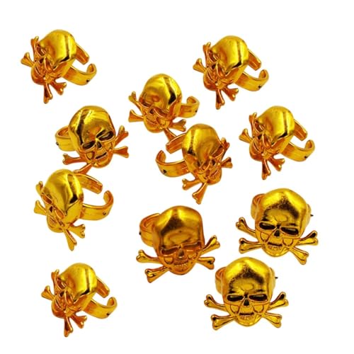 ERINGOGO 12 Stück Teiliges Piratenringe Goldfarben mit Totenkopf Halloween Party Performance Requisiten für Jungen und Mädchen Piraten Kostüm Zubehör ERINGOGO 12 Stück Teiliges Piratenringe Goldfarben mit Totenkopf Halloween Party Performance Requisiten für Jungen und Mädchen Piraten Kostüm Zubehör von ERINGOGO