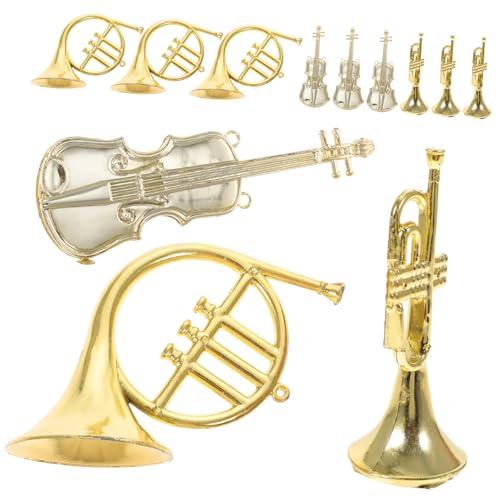 ERINGOGO 12St Musikinstrumentenmodell Lichterkette batteriebetrieben Weihnachtsbaum goldene Trompete Weihnachts Party weihnachtsbaumdeko Weihnachtsschmuck Ornamente Mini-Trompete Plastik von ERINGOGO