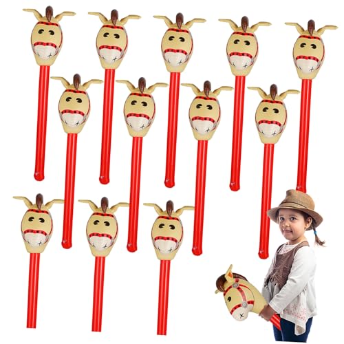 ERINGOGO 12st Aufblasbarer Pferdekopf-Stick Zubehör Für Sportpartys Gefälligkeiten Für Sportpartys Jubel Liefert Aufblasbarer Pferdestock Schlauchboote Tiere Kleben Pferdekopfstock PVC von ERINGOGO