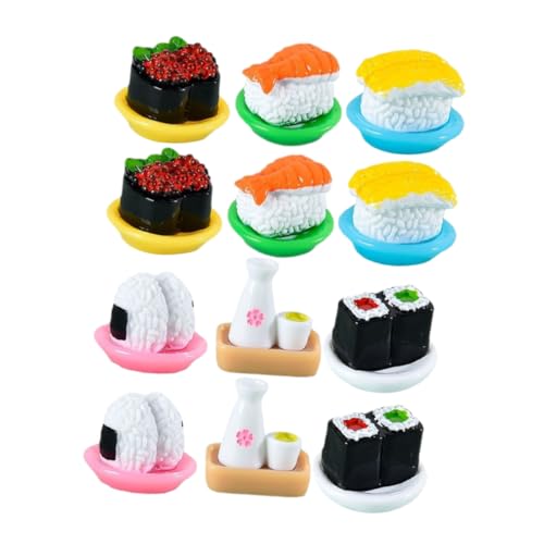 ERINGOGO 12st Simuliertes Japanisches Sushi Mini-Sushi-Modell-dekor Puppenhaus-Sushi-Modell Desktop-dekor Kleine Sushi-ausstellungsmodelle Mini- -Sushi Miniatur-Display-Sushi-Modell Harz von ERINGOGO