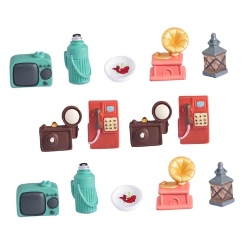 ERINGOGO 14 Teiliges Set Simuliertes Haushaltsgerät Modell Mini Ornamente Puppenhaus Retro Puppenmöbel DIY Miniaturmöbel Zubehör Set Miniatur Telefon Kleine Dinge Kamera von ERINGOGO