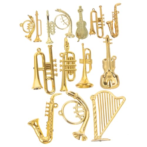 ERINGOGO 14St Kleiner Musikinstrumentenanhänger Baum Spielzeug Klarinette weihnachtsbäume geschmückt Christmas Tree Decoration Mini-Musikinstrument Miniatur-Musikinstrumente Acryl Golden von ERINGOGO