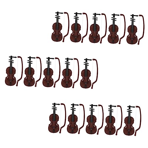 ERINGOGO 15 Sätze Mini-Geige Miniatur-musikinstrumente Modelle Von Musikinstrumenten Kleine Geige Geigenpuppen Zur Dekoration Mini-Violine-Modell Miniaturdekoration Plastik Rot von ERINGOGO