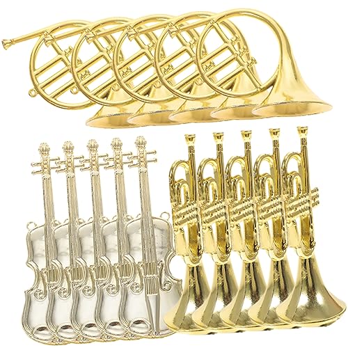 ERINGOGO Musikinstrument-Ornamente für Baum Violine Trompete Weihnachtsbaum- 15-teiliges Set von ERINGOGO