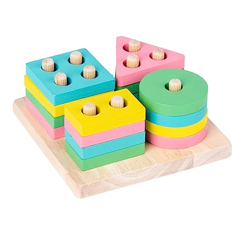 ERINGOGO 1Satz Geometrische Holzbausteine Turmspielzeug Für Pädagogisches Stapelspielzeug Mit Verschiedenen Formen Lernspielzeug Für Junge Mädchen Und Kleinkinder Ab Jahr von ERINGOGO