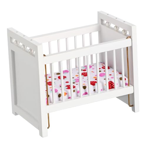 ERINGOGO 1Stk Puppenhaus Krippe Mini-Cr Puppenhausboden Miniatur babybett Spielzeug zum Puppenhausbau Babywiege Spielzeug für Kinder kinderspielzeug Mini-Möbel Krippenminiatur Birke Weiß von ERINGOGO