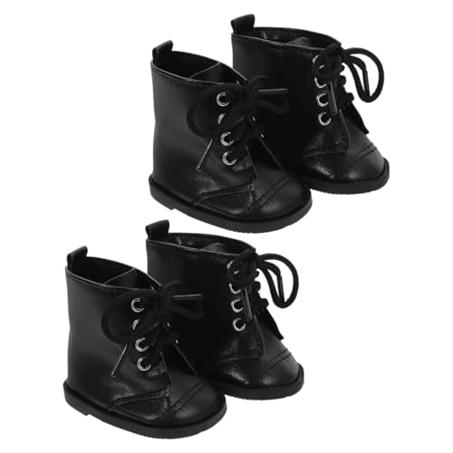 ERINGOGO 2 Paar Mädchen-puppenstiefel Mini-Schuh- Puppe Verkleiden Zubehör Mini-Hausschuhe-Ornamente Puppenhaus-puppenmode-Schuhe Miniatur-Schuhe Puppenzubehör Aus Pu-Leder Black von ERINGOGO