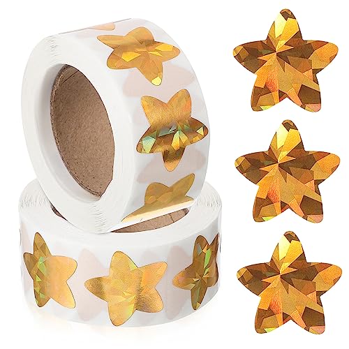 ERINGOGO 2 Rollen Pentagramm-Aufkleber belohnungssticker Kinder scheckheft Scrapbook Sticker Vase Dekoration Gold Sticker dekorativer Sternaufkleber Stern-Klebeaufkleber PVC selbstklebend von ERINGOGO