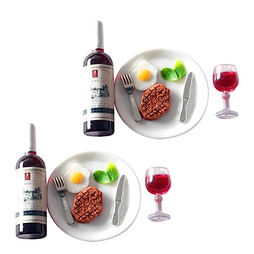 ERINGOGO 2 Sätze Miniatur-lebensmittelspielzeug Favorisieren Besteck Hausdekorationen Für Zuhause Mini- Künstlich Wein Miniatur-Food-Modell Hauszubehör Für Zuhause Bausatz Party von ERINGOGO