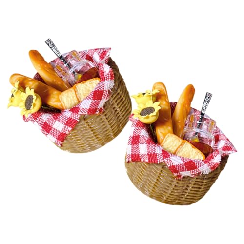 ERINGOGO 2 Sätze Puppenhaus-Brotkorb Puppenhaus Zubehör Puppenhaus Modellbau Puppenhaus Accessoires Puppenhaus DIY Set Puppenhaus Set Miniatur-Puppenhauszubehör Puppenhaus-Brot-Modell Stoff von ERINGOGO