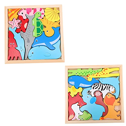 ERINGOGO 2 Sätze Tierisches Dreidimensionales Puzzle Rätsel Puzzle Hund Planke Basteln Spiele Lernen Rätsel Kinderspielzeug Tiere Kinderrätsel 3D-Puzzles Für Holz von ERINGOGO