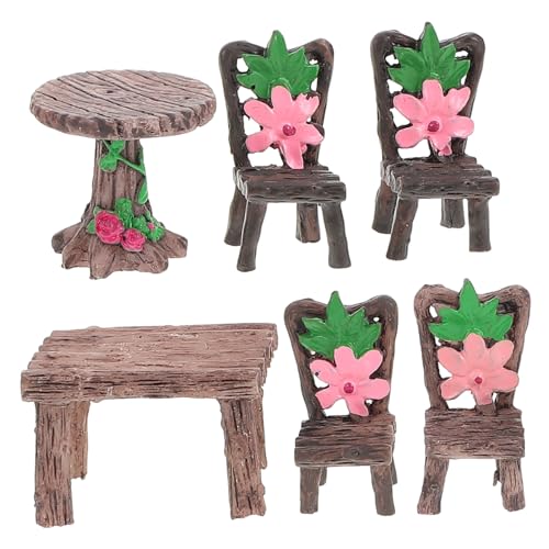 ERINGOGO 2 Sets Mini Tische Und Stühle Tische Und Stühle Zubehör Für Den Außenbereich Puppenhäuser Tische Und Stühle Für Den Außenbereich Mini Ornamente Gartenmöbel Mini Möbel von ERINGOGO