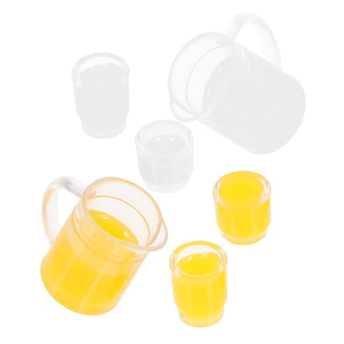 ERINGOGO 2 Sets Puppenhaus Getränk Spielzeughaus Wasserbecher Winziges Hauszubehör Puppenhauszubehör Miniatur Milchkrug Mini Küchenzubehör Puppenhausbecher Miniatur Saft Kunststoff von ERINGOGO