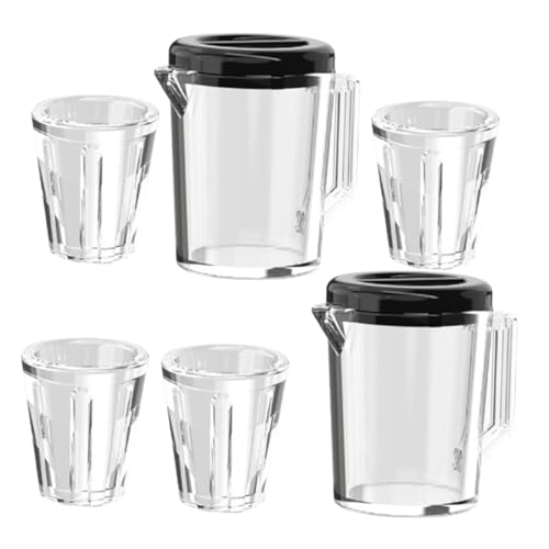 ERINGOGO 2 Sets Puppenhaus Wasserkocher Tasse Puppen Becher Pool Puppenhaus Möbel Puppenhaus Miniatur Zubehör Miniaturen Puppenhaus Zubehör Puppenhaus Tasse Transparent von ERINGOGO