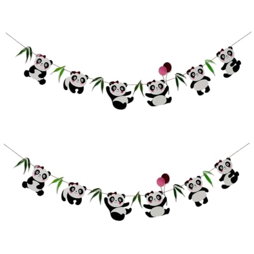 ERINGOGO 2 Stk Riesen Panda Banner Ziehen Flagge Partyzubehör Mit Panda-motto Babyparty-banner Ziehflagge Für Die Babyparty Geburtstagsfeier Fahnen Ziehen Panda-geburtstagsbanner Weiß von ERINGOGO