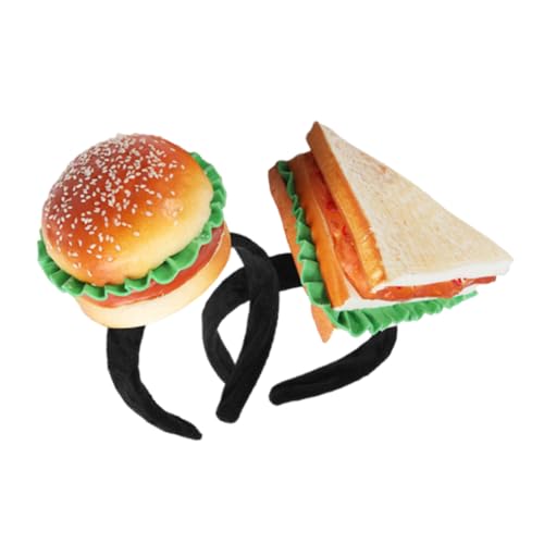 ERINGOGO 2 Stück Hamburger Brötchen Stirnband Hamburger Stirnband Stirnbänder Hüte Neuheit Lebensmittelhut Halloween Stirnband Mini Lebensmittel Kostümhut Mini Lebensmittelhut Für von ERINGOGO