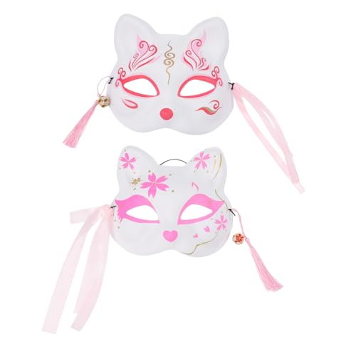 ERINGOGO 2 Stück Japanische Katzenmaske Halbgesichtsmaske mit Quasten und Glocken Leichte Cosplay-maske für Festival Karneval Halloween und Geschenkideen ERINGOGO 2 Stück Japanische Katzenmaske Halbgesichtsmaske mit Quasten und Glocken Leichte Cosplay-maske für Festival Karneval Halloween und Geschenkideen von ERINGOGO