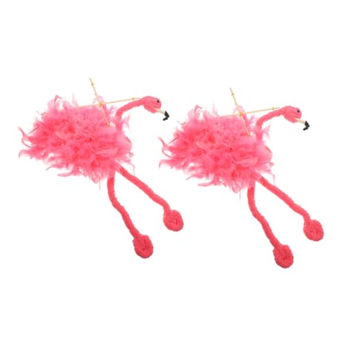 ERINGOGO 2 Stück Schnur Marionette Flamingo- Figurenhandwerk Leistung Plüschpuppe Lustige Figur Handwerk Zubehör Für Puppenspiele Pelzige Tierpuppe Flamingo-Puppen Rosa Bambus von ERINGOGO