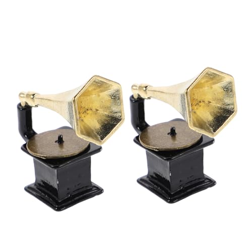 ERINGOGO 2 Stück Teiliges Miniatur Retro-Phonograph Modell aus Stabilem Metall Realistische Vintage-Dekoration für Puppenhaus Tisch Raumgestaltung Kompakte Nostalgische Sammlerfigur ERINGOGO 2 Stück Teiliges Miniatur Retro-Phonograph Modell aus Stabilem Metall Realistische Vintage-Dekoration für Puppenhaus Tisch Raumgestaltung Kompakte Nostalgische Sammlerfigur von ERINGOGO