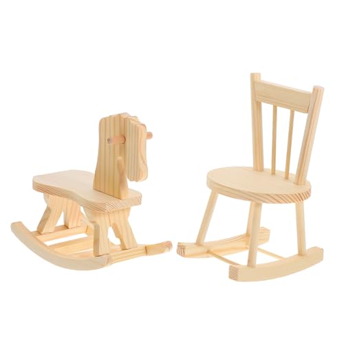 ERINGOGO 2 Stück Teiliges Miniatur holzset Kinderzimmer Dekoration mit Schaukelpferd und Schaukelstuhl Stabile Holzmöbel Mini Stuhl Modell Vielseitiges für Puppenhaus und DIY Vergnügen ERINGOGO 2 Stück Teiliges Miniatur holzset Kinderzimmer Dekoration mit Schaukelpferd und Schaukelstuhl Stabile Holzmöbel Mini Stuhl Modell Vielseitiges für Puppenhaus und DIY Vergnügen von ERINGOGO