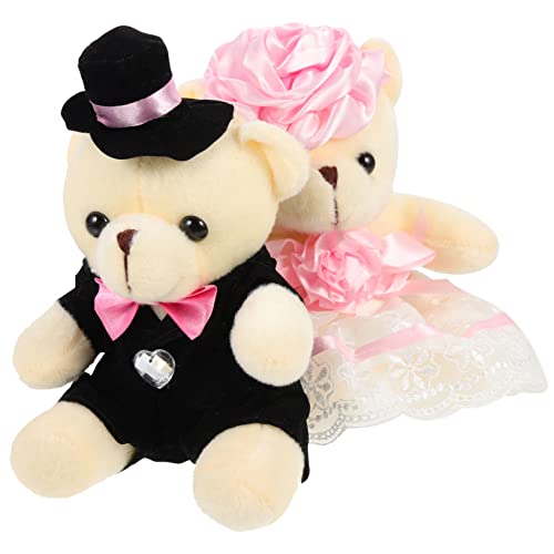 ERINGOGO 2 Stücke Hochzeitsbärenpuppe Bär Plüsch Spielzeugkleidung Hase Tragen Ausgestopftes Bärenspielzeug Bärenkleidung Kleines Plüschtier Plüschtiere Plüschspielzeug Pp Baumwolle Rosa von ERINGOGO