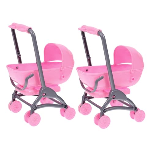 ERINGOGO 2 Stücke Spielzeugkinderwagen Für Puppe Vorgeben Kinderwagen Babyspielzeug Kinderwagenspielzeug Spielzeugkinderwagen Für Kleinkinder 1-3 Rosa Abs von ERINGOGO