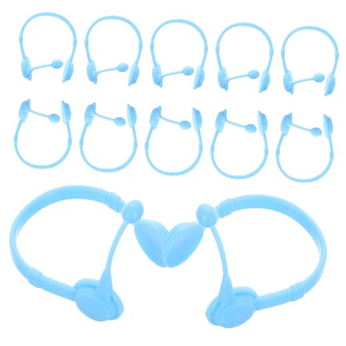 ERINGOGO 20 Stück Puppen Headset Winziges Headset Ente Mini Enten Modelle Kopfhörer Mini Puppenhaus Kopfhörer Mini Puppen Headset Mini Headset Modelle Figur Himmelblauer von ERINGOGO