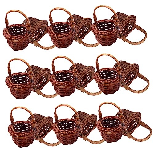 ERINGOGO 20St Mini tragbar gewobener Korb Kleiner Weidenkorb Pflanzenkorb Miniaturkorb mit Griffen Körbe kühlkorb einkaufskorb Storage Baskets geflochtener Miniaturkorb Mini-Ornament Rattan von ERINGOGO