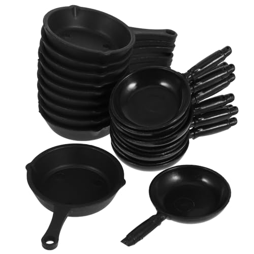 ERINGOGO 20St Miniatur-Wok Miniaturpfanne Puppenhauspfanne Puppenhauskochset Kinderküchenspielzeug Puppenstubentöpfe und -pfannen Spielzeug-Spielset für den Kindertag Abs Black von ERINGOGO