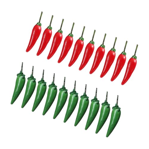 ERINGOGO 20st Mini-Chili-Modell Küchen-Chili-Requisiten Dekoration Für Den Pfefferschrank Gefälschter Grüner Pfeffer Künstliche Früchte Zur Lebensechten Dekoration Falsche Paprika Harz von ERINGOGO