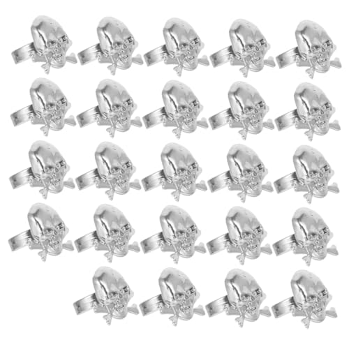 ERINGOGO 24 Stück Teiliges Piraten Totenkopf Spielring aus Hochwertigem Kunststoff Silberfarben für Halloween Piratenpartys und Kinderkostüm Zubehör ERINGOGO 24 Stück Teiliges Piraten Totenkopf Spielring aus Hochwertigem Kunststoff Silberfarben für Halloween Piratenpartys und Kinderkostüm Zubehör von ERINGOGO