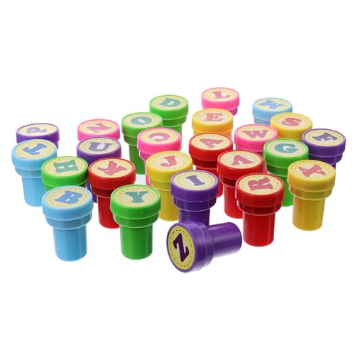 ERINGOGO 26st Kinderstempel Partyzubehör Für Kinder Kinderbrief Kinder Basteln Tintenstempel Mit Griff Kinder Briefmarken Süßer Scrapbooking-Stempel Anzüge Für Kinder Violett Plastik von ERINGOGO