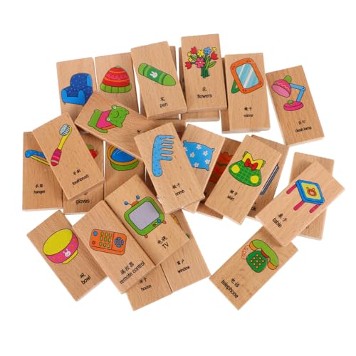 ERINGOGO 28-Teiliges Set Domino holzspielzeug Kindergarten Holzbausteine für Kreatives Bauspielzeug Pädagogisches Holzklötze Lernaktivitäten für Kleinkinder von ERINGOGO