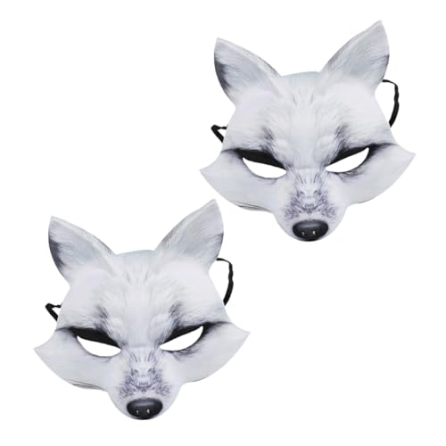 ERINGOGO 2St Halloween-Maske Fuchs-Gesichtsmaske Kostümmasken Fuchskostüm Maske Masken-Cosplay Maskerade Masken Maskierte Maske Cosplay-Maske japanische Fuchsmaske Karneval Fuchs Maske Weiß von ERINGOGO