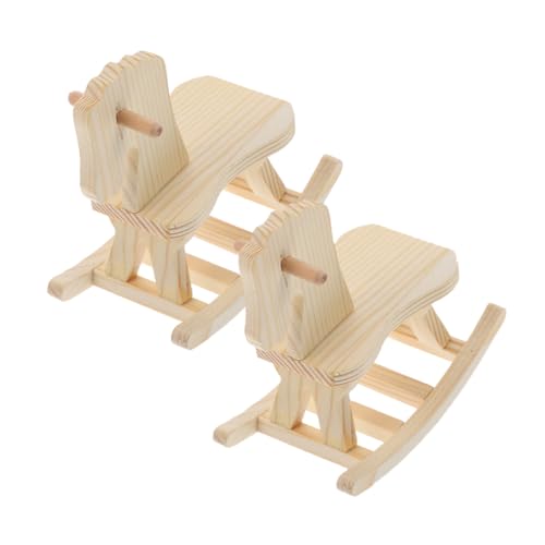 ERINGOGO 2St Kinderspielzeug aus Holz Spielzeug Schaukelpferd dekor DIY Spielzeug Baukasten Spielzeug Schaukelpferd für Kleinkinder Holzmalerei für Kinder hölzern Khaki von ERINGOGO